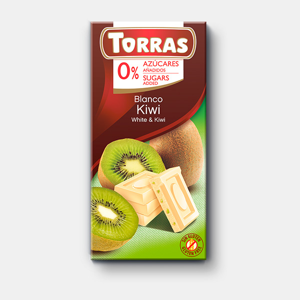 Шоколад Torras, White Chocolate with Kiwi, 75г